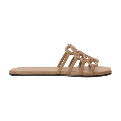 Loewe Petal Anagram Calfskin Strappy Flat Slide In Multi