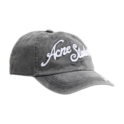 Acne Studios Carliy Tourist Logo-embroidered Cotton Cap In Black