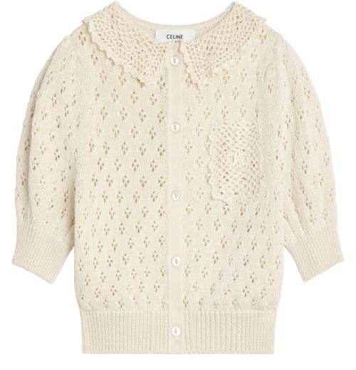 CELINE Pointelle cotton cropped cardigan