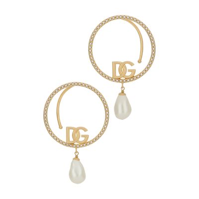 Shop Dolce & Gabbana Hoop Earrings With Dg Logo In Gold