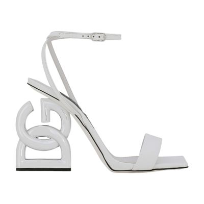 Dolce & Gabbana Logo-sculpted Heel Sandals In White