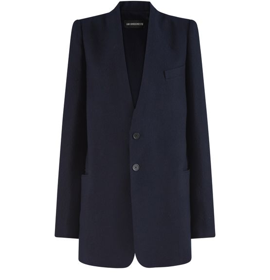 White deals collarless jacket