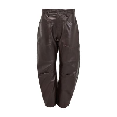 Nili Lotan Shon Leather Pants In Brown