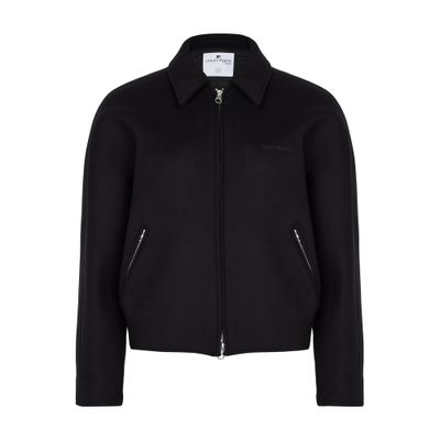 Courrèges Embroidered Wool Bomber Jacket In Black