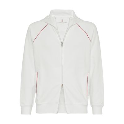 Brunello Cucinelli Hooded Zip-up Sweatshirt In White