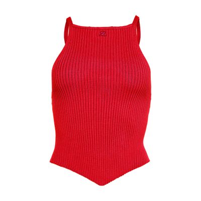 Courrèges Fitted Ribbed Tank Top With Shoulder Pads In Red