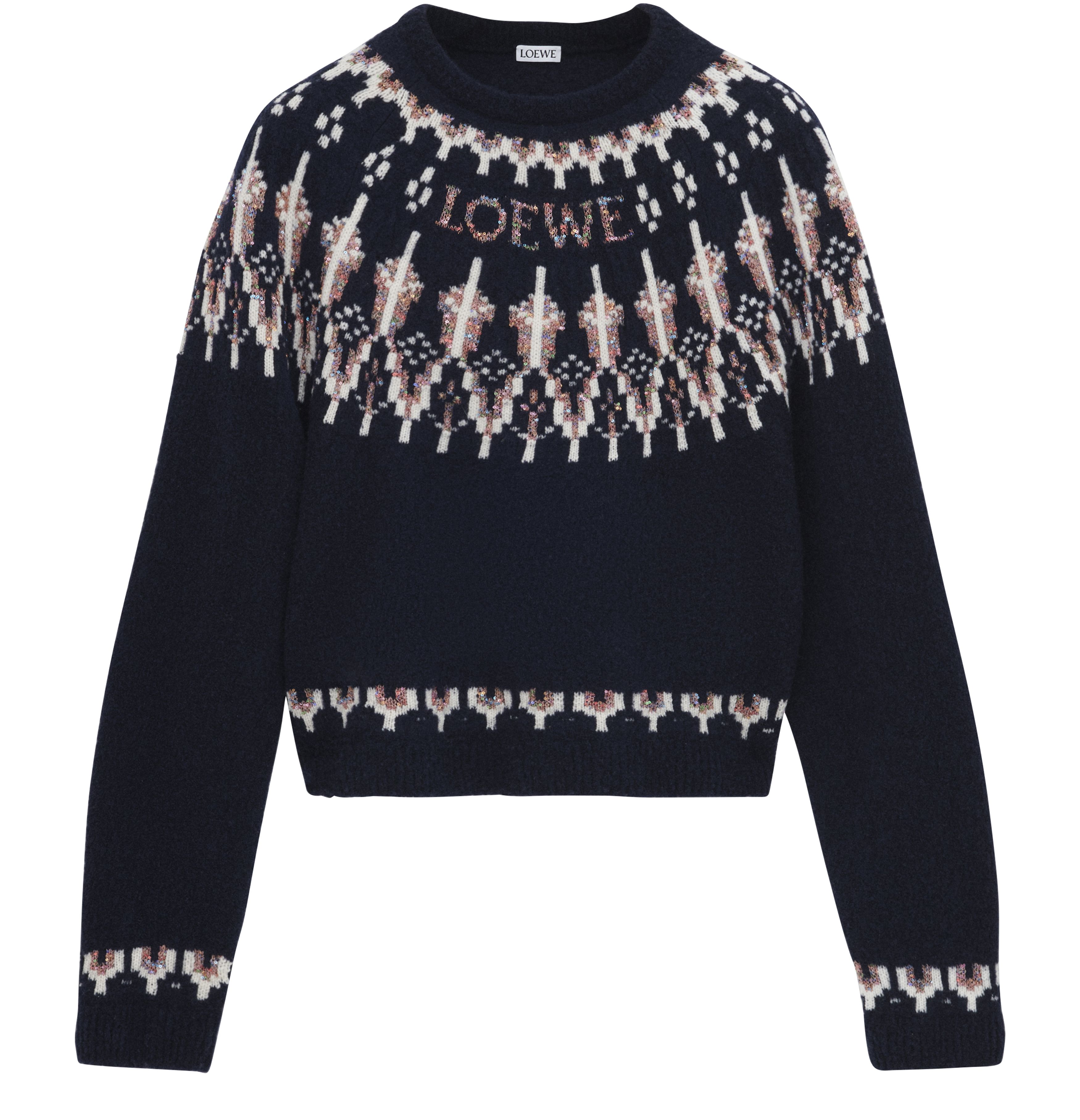 Round-neck wool blend sweater