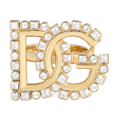 Dolce & Gabbana Dg Crystal-embellished Brooch In Gold