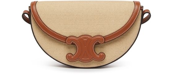 SMALL BUCKET CUIR TRIOMPHE IN TEXTILE AND CALFSKIN - NATURAL / TAN