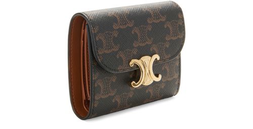 Women's Small Strap Wallet in Triomphe Canvas and Lambskin