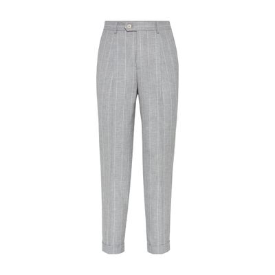 Brunello Cucinelli Timeless Chino Trousers With Pockets In Grey