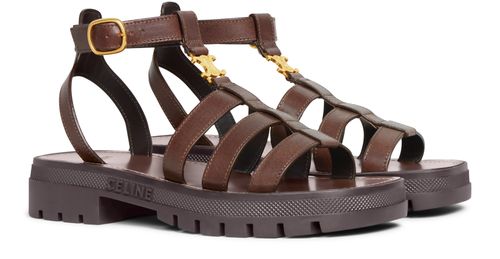 CELINE Clea Triomphe gladiator chunky calfskin sandals - vegetal tanning