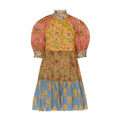 Zimmermann June Lantern Floral-print Cotton Minidress In Pink
