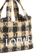 Women's LOEWE Font Gingham mini raffia tote bag | LOEWE | 24S