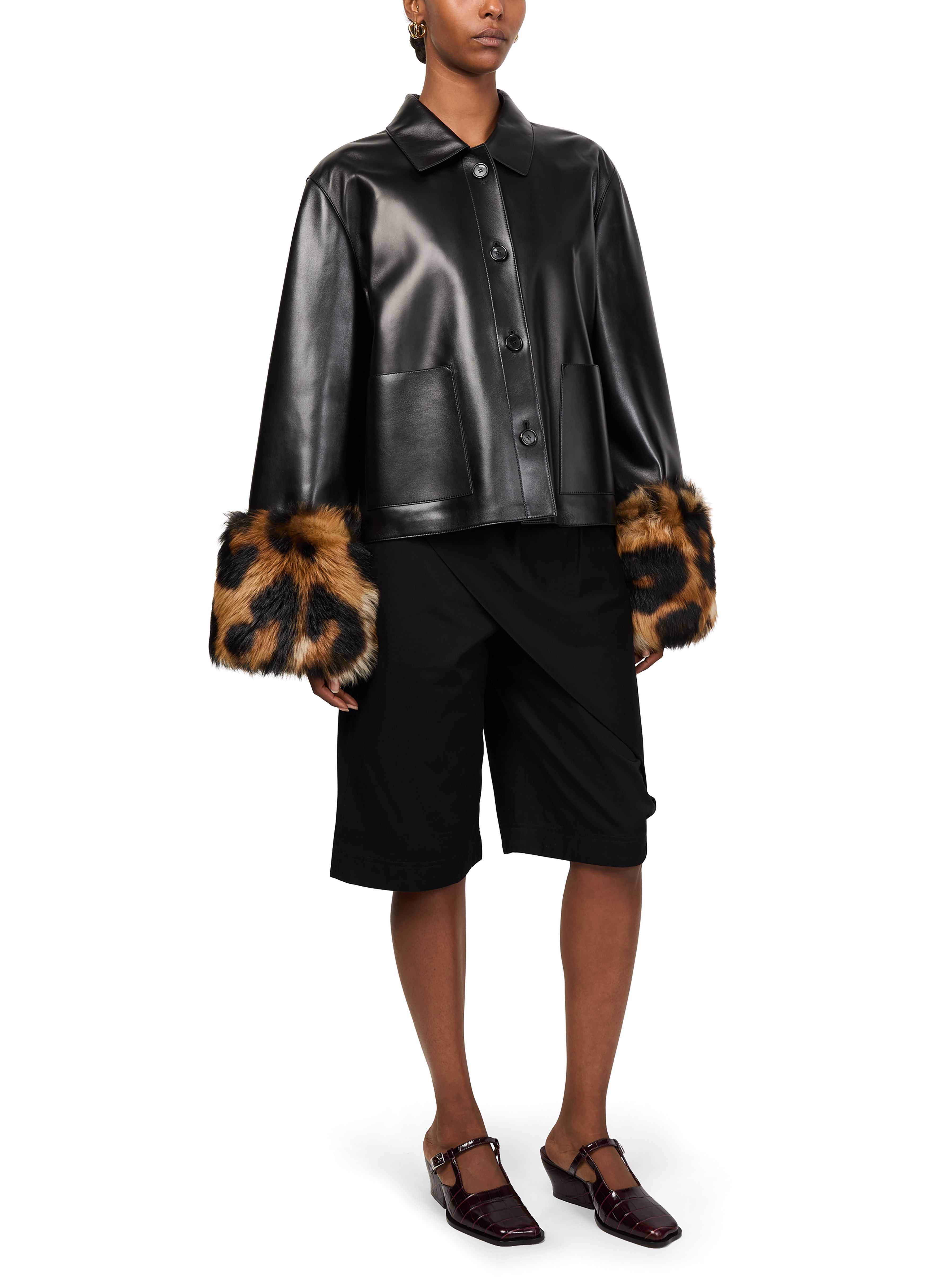 Turn-up jacket in nappa lambskin thumbnail 6