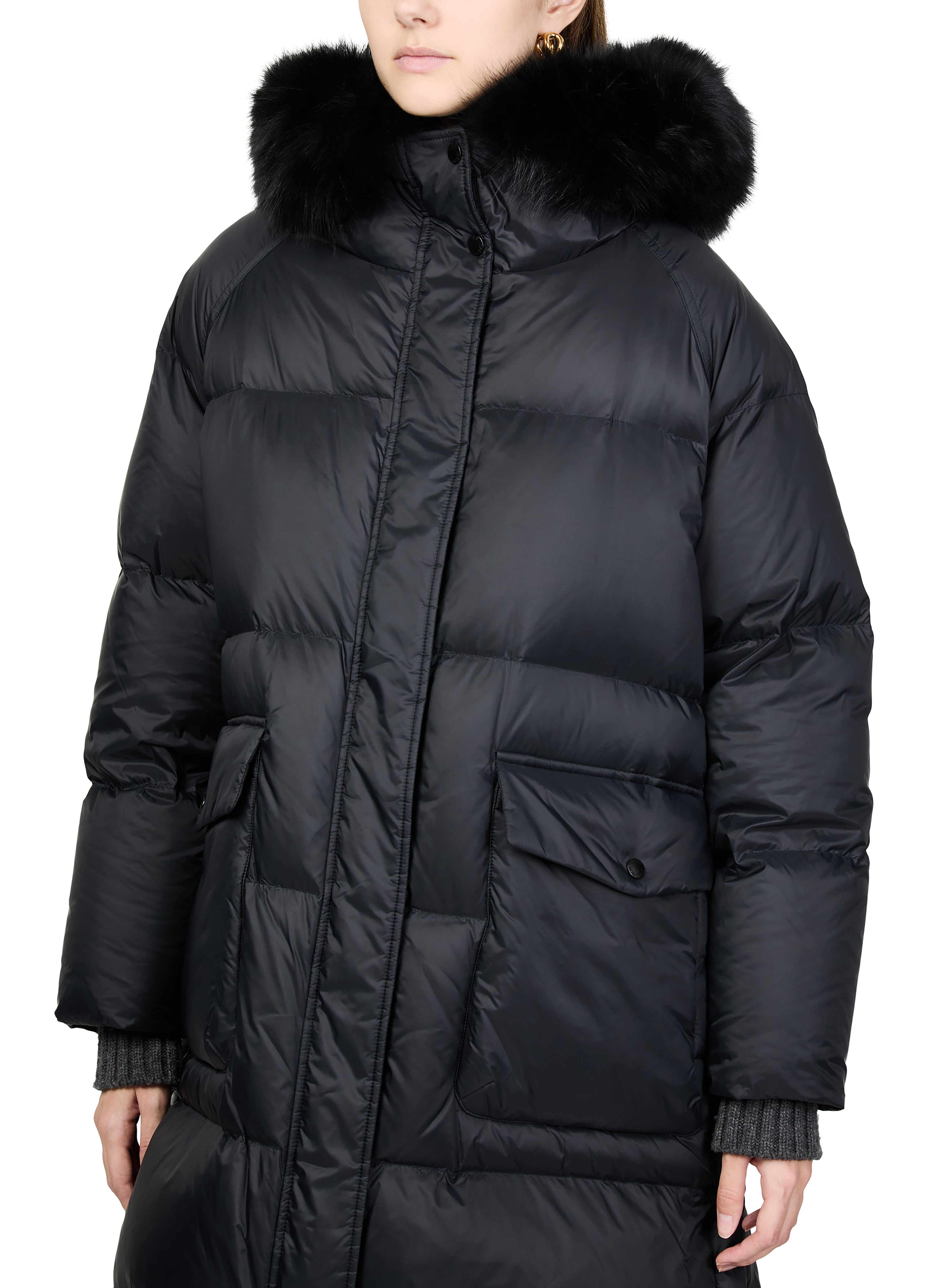 Puffer jacket with a fox fur hood 4