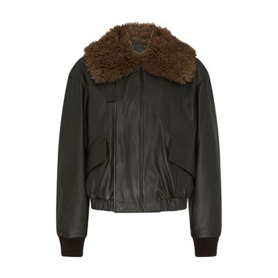 Lemaire Leather Blouson In Black
