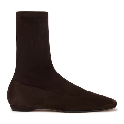 The Row Cindy Stretch Ankle Boots In Brown