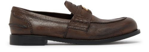 MIU MIU Vintage-effect leather loafers