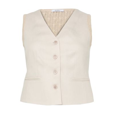 Max Mara Beige Linen And Cable Knit Mxmcalibri Vest In Neutral