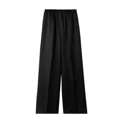 Soft Goat Wool And Silk Pants In Black