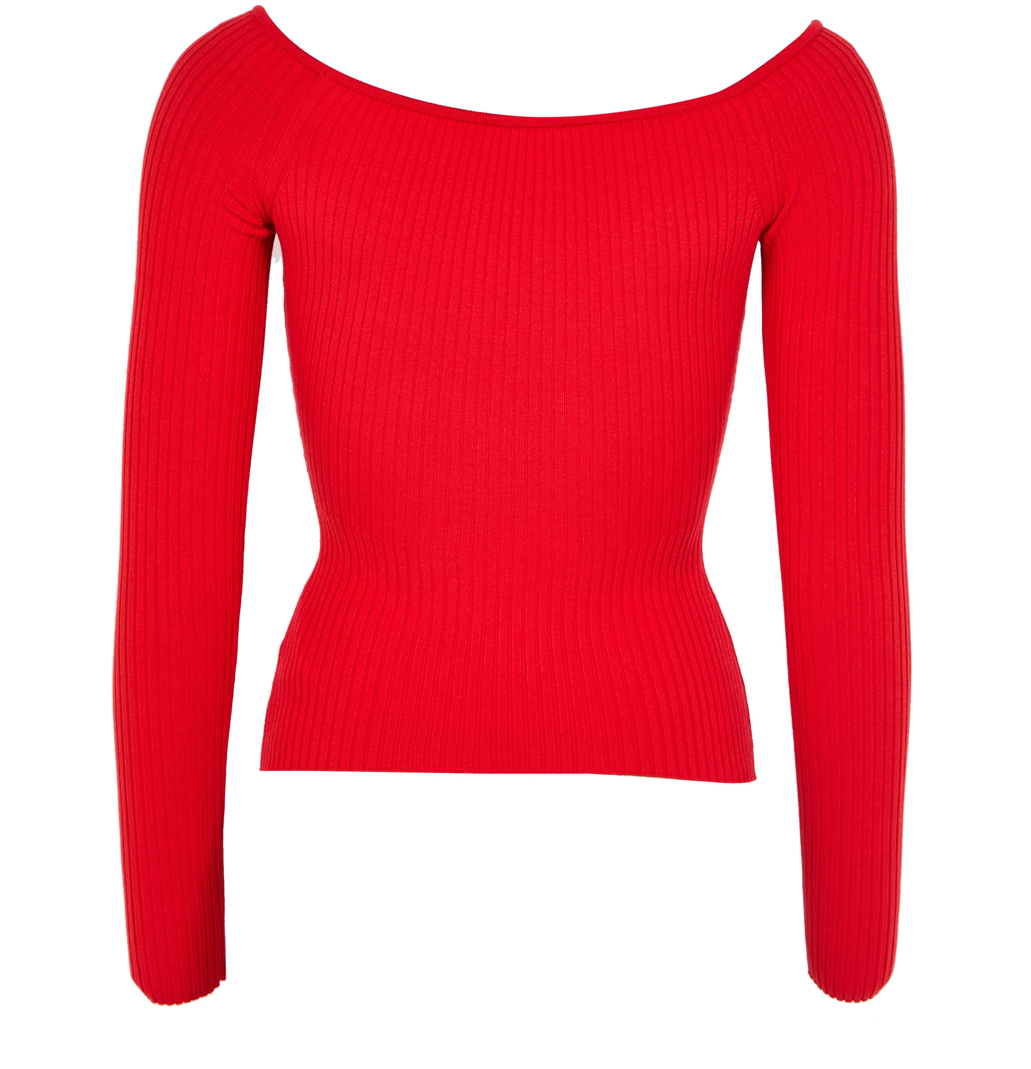 Off shoulder rib knit top thumbnail 3