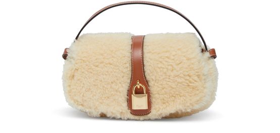 Women's Clutch on strap in shearling and calfskin, CELINE