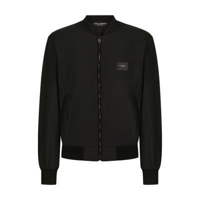 Dolce & Gabbana Nylon Jacket With Branded Tag In Black