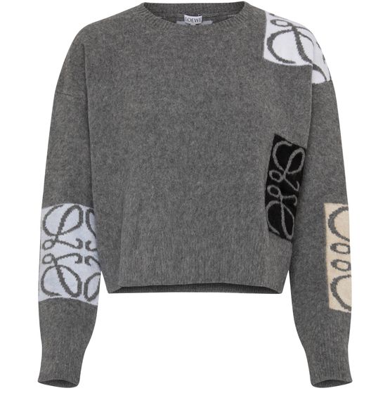 Loewe Logo-intarsia Knitted Sweater In White