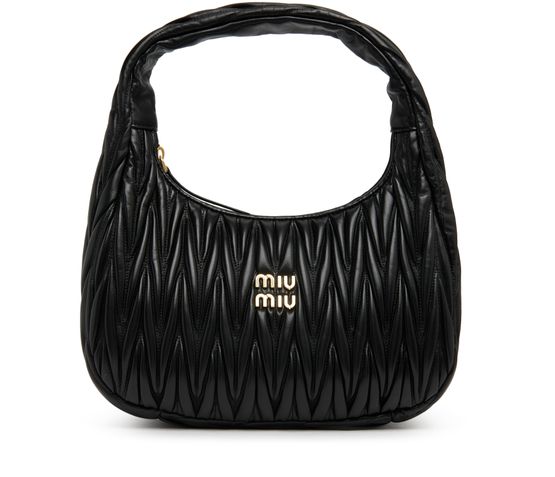 Miu Wander Leather Shoulder Bag in Black - Miu Miu