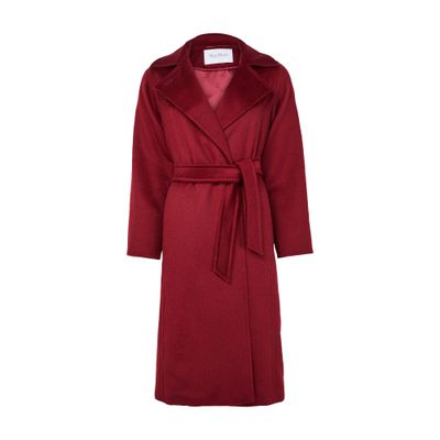 Max Mara Manuela Maxi Belted Coat In Burgundy