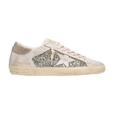 Golden Goose Super Star Glittery Sneakers In White