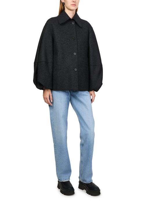 HARRIS WHARF LONDON Puff-sleeved jacket in pressed wool