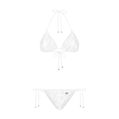Dolce & Gabbana Broderie Anglaise Bikini In White