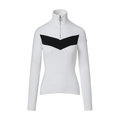 Fusalp White Andromede Ribbed Ski Top In Neige_noir