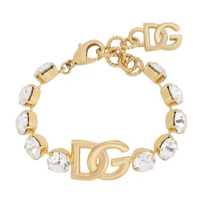 Dolce & Gabbana Bracelet With Rhinestones And Dg Logo In Gold