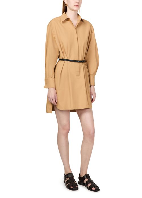MAX MARA Alcade cotton poplin shirt dress with leather belt