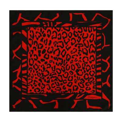 Dolce & Gabbana Animal-print Silk Scarf In Leo Nero Fdo Rosso