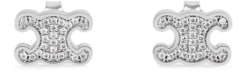 CELINE Triomphe rhinestone studs in strass and brass with rhodium finish