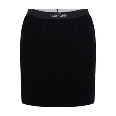 Shop Tom Ford Lightweight Velvet Signature Skirt In Black