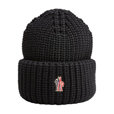 Moncler Grenoble Logo Patch Beanie In Black