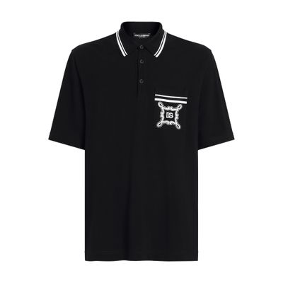 Dolce & Gabbana ロゴタグ ポロシャツ Dolce & Gabbana ロゴストライプトリム ポロシャツ | ブラック