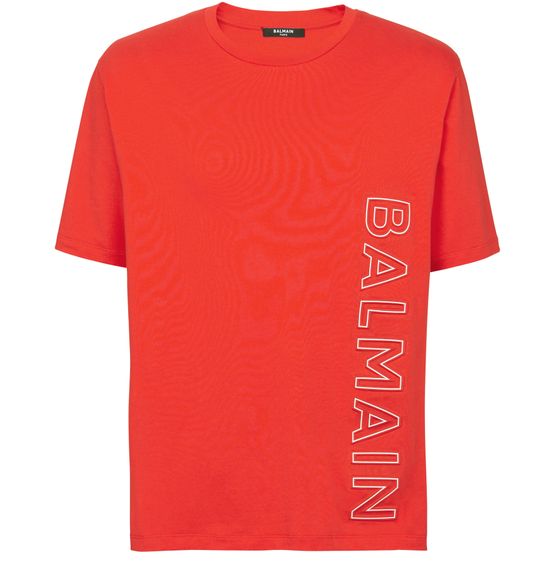 Orange balmain t shirt sale
