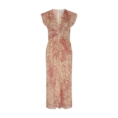 Isabel Marant Lyndsay Spotted Velvet Burnout Flutter-sleeve Midi Dress In Red