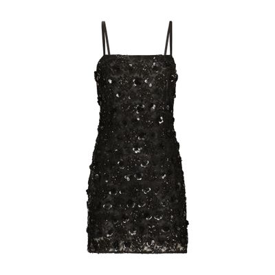 Dolce & Gabbana Short Dress With Sequin Embellishment In Black