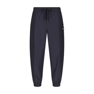 Dolce & Gabbana Logo-plaque Drawstring Track Pants In Blue