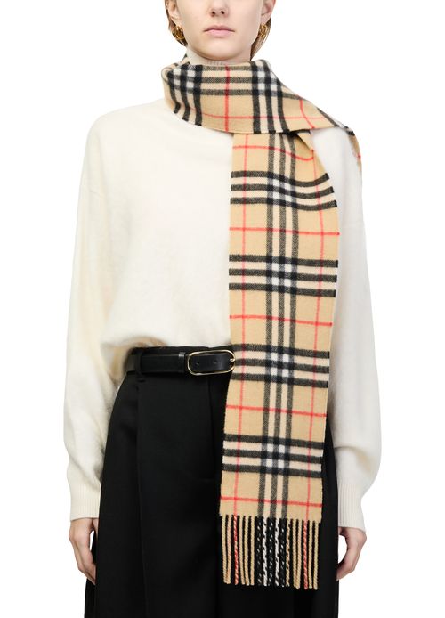 BURBERRY Narrow Check Cashmere Scarf