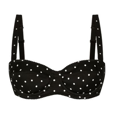 Dolce & Gabbana Polka Dot-print Balconette Bra In Black