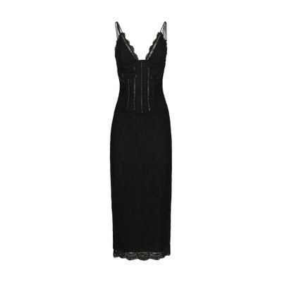 Dolce & Gabbana Dolce  Gabbana Lace Calf-length Slip Dress In Black
