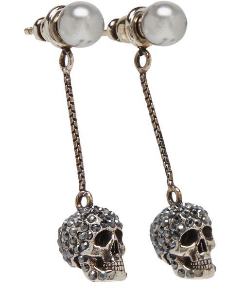 MCQUEEN Paved Skull earrings